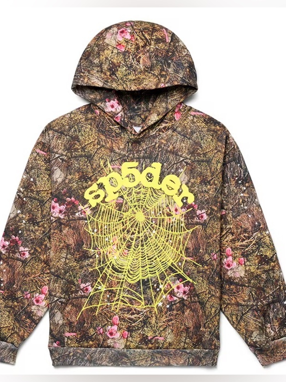 Sp5der Real Tree OG Web Hoodie Camo Pink Yellow Size 2 Medium